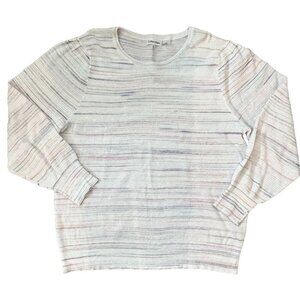 Calvin Klein Women's White Ribbed Pastel Space Dye Sweater Size XL Purple Gray